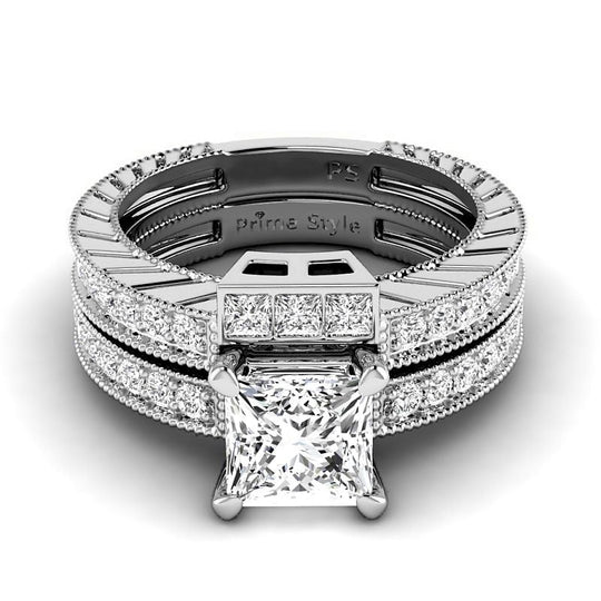 1.25-3.75 CT Princess & Round Cut Lab Grown Diamonds - Bridal Set