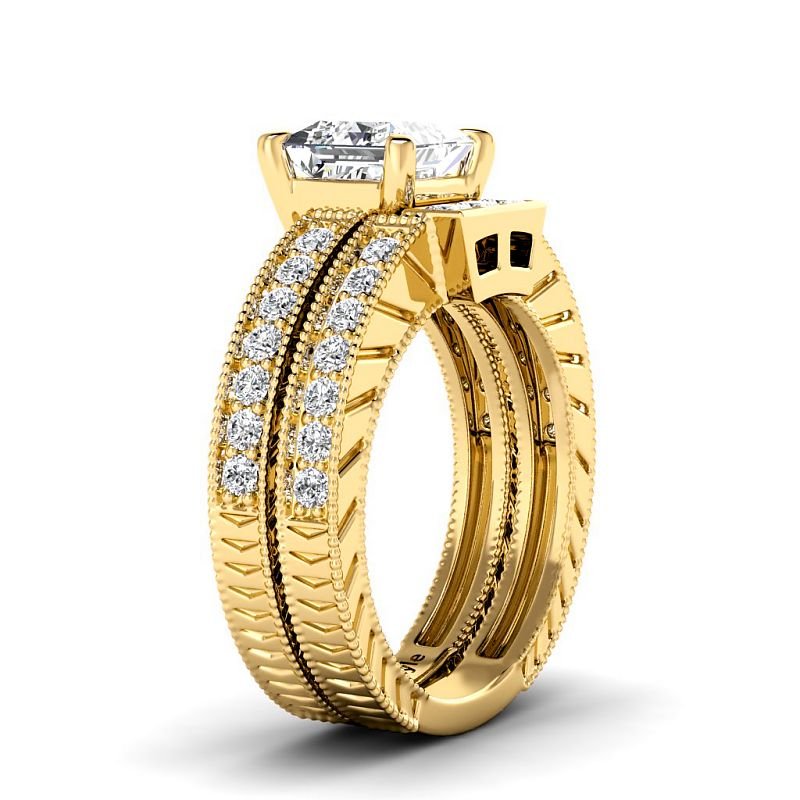1.25-3.75 CT Princess & Round Cut Lab Grown Diamonds - Bridal Set - Primestyle.com