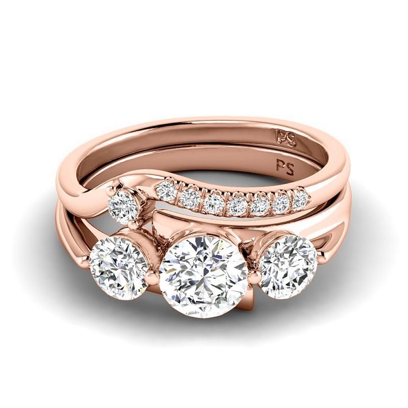 1.25-6.75 CT Round Cut Diamonds - Bridal Set