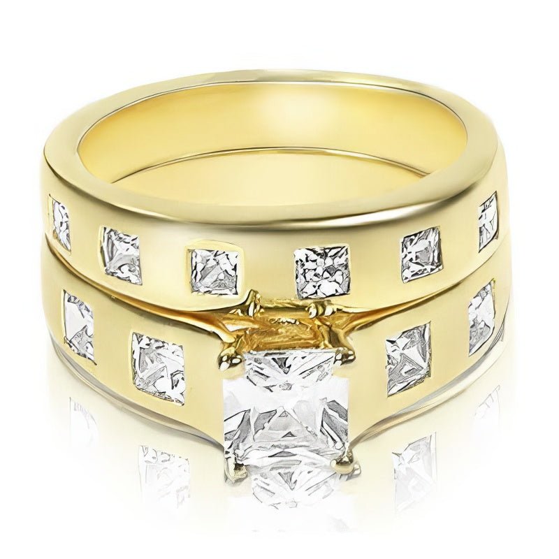 1.30-2.45 CT Princess Cut Diamonds - Bridal Set - Primestyle.com