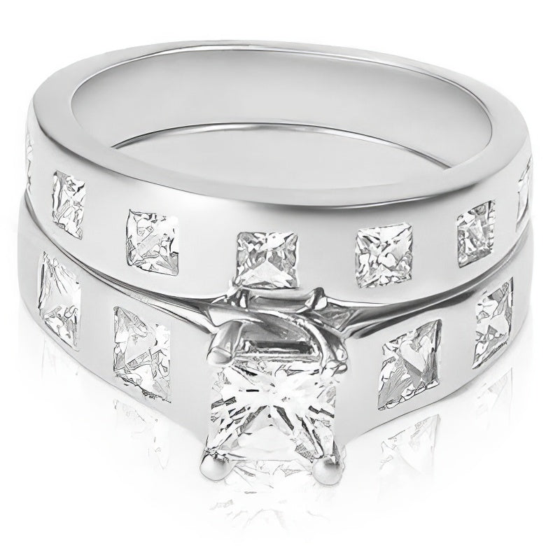 1.30-2.45 CT Princess Cut Diamonds - Bridal Set - Primestyle.com