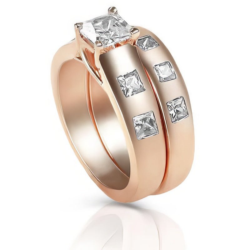 1.30-2.45 CT Princess Cut Natural Diamonds - Bridal Set