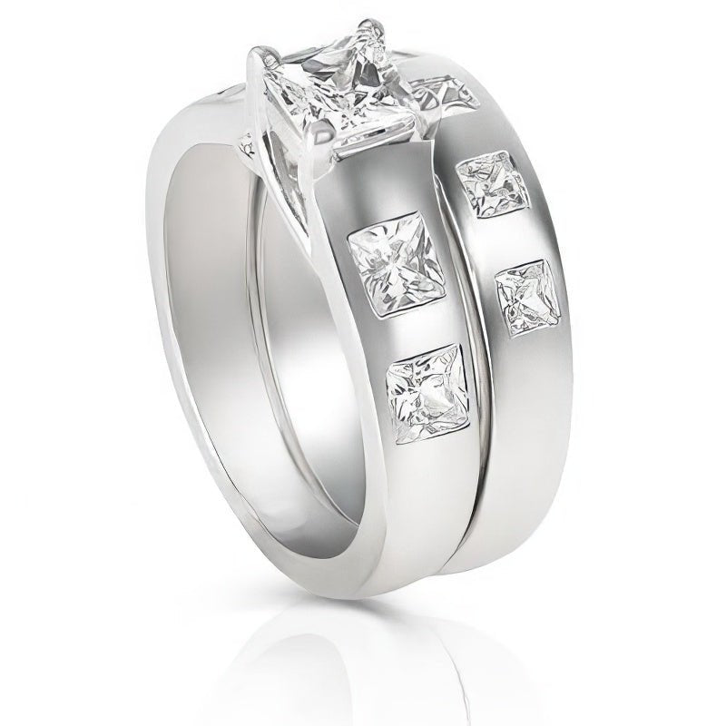 1.30-2.45 CT Princess Cut Natural Diamonds - Bridal Set