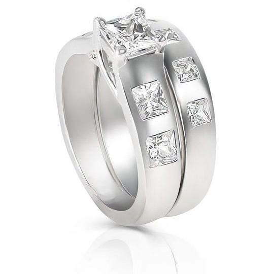 1.30-2.45 CT Princess Cut Diamonds - Bridal Set