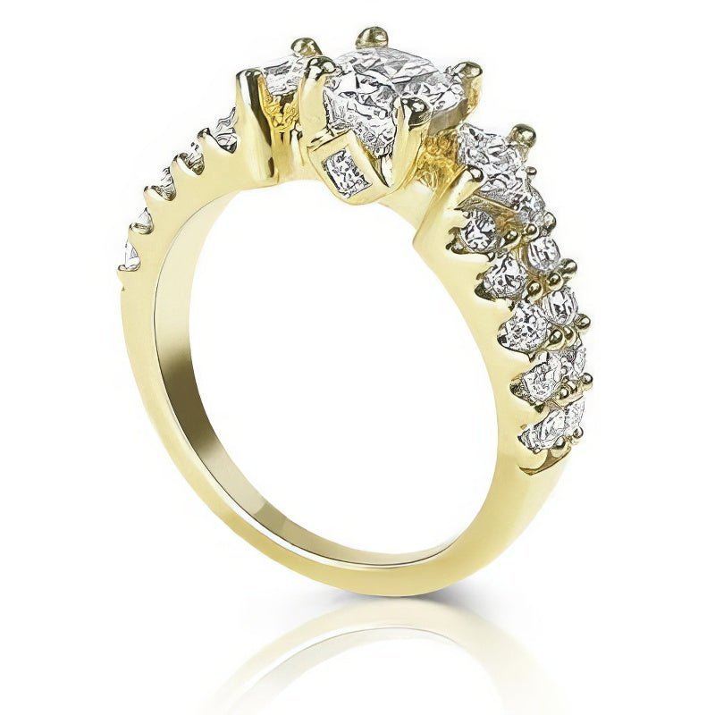 1.30 - 2.45 CT Princess & Round Cut Natural Diamonds - Engagement Ring - Primestyle.com
