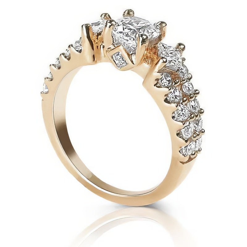 1.30-2.45 CT Princess & Round Cut Natural Diamonds - Engagement Ring