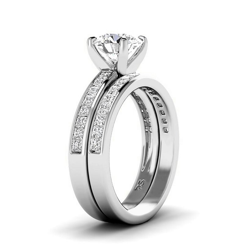 1.30-3.80 CT Princess & Round Cut Lab Grown Diamonds - Bridal Set - Primestyle.com