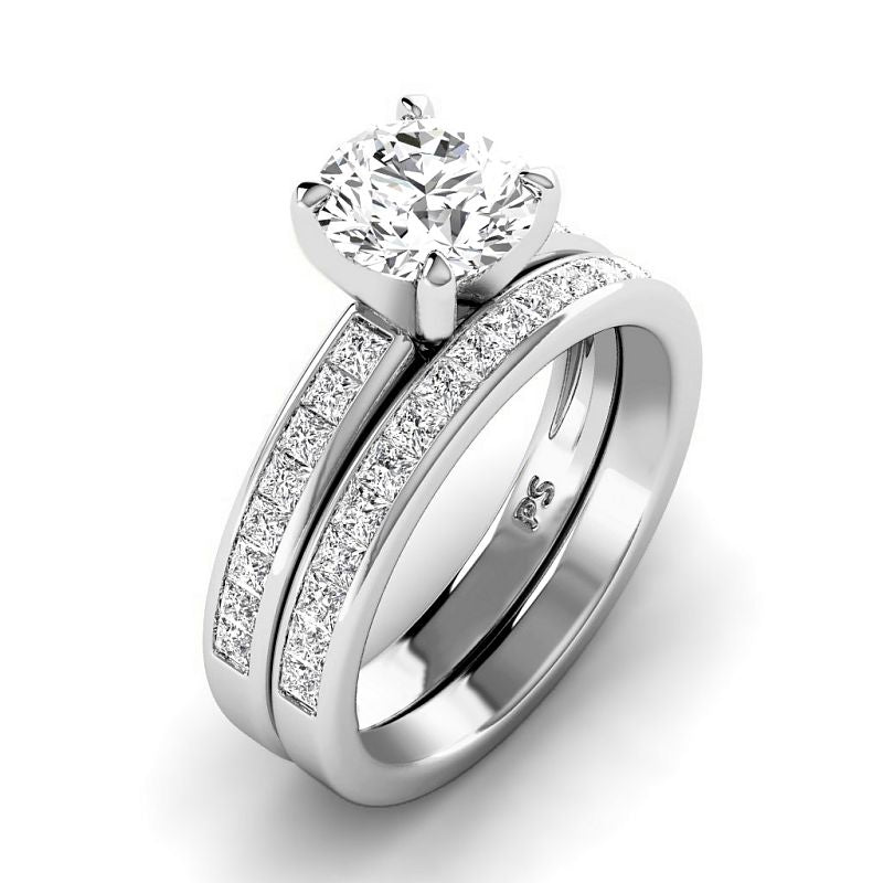 1.30-3.80 CT Princess & Round Cut Lab Grown Diamonds - Bridal Set - Primestyle.com