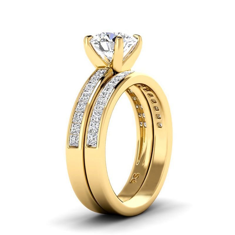 1.30 - 6.80 CT Princess & Round Cut Diamonds - Bridal Set - Primestyle.com