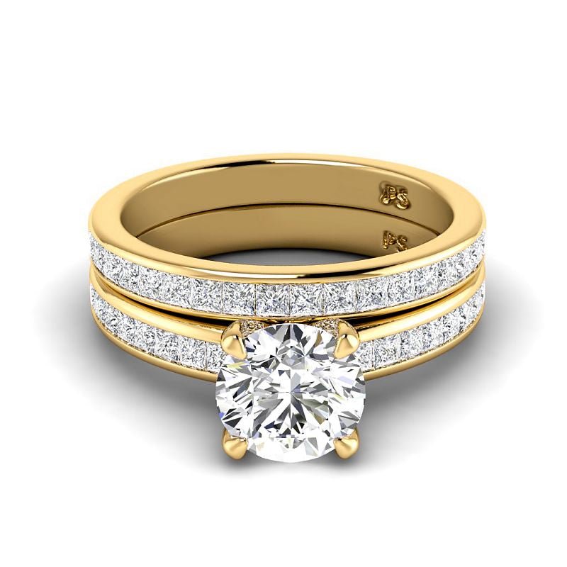 1.30-3.80 CT Princess & Round Cut Lab Grown Diamonds - Bridal Set - Primestyle.com