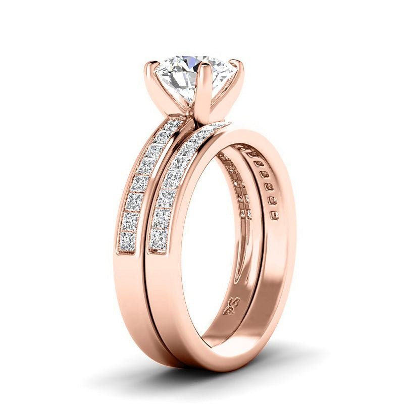 1.30-3.80 CT Princess & Round Cut Lab Grown Diamonds - Bridal Set - Primestyle.com