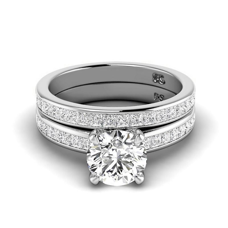 1.30-6.80 CT Princess & Round Cut Diamonds - Bridal Set