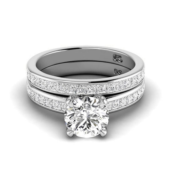 1.30-3.80 CT Princess & Round Cut Lab Grown Diamonds - Bridal Set