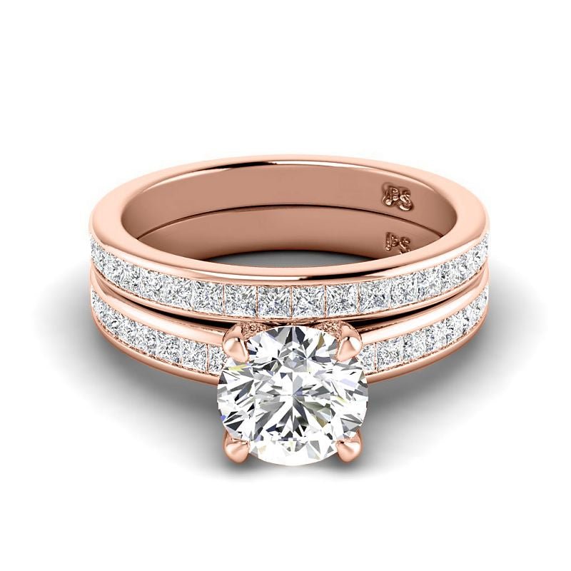 1.30-3.80 CT Princess & Round Cut Lab Grown Diamonds - Bridal Set - Primestyle.com