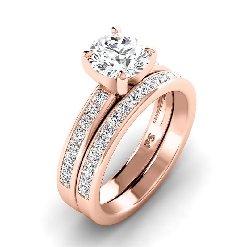1.30-3.80 CT Princess & Round Cut Lab Grown Diamonds - Bridal Set - Primestyle.com