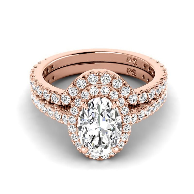 1.30-3.80 CT Round & Oval Cut Lab Grown Diamonds - Bridal Set - Primestyle.com