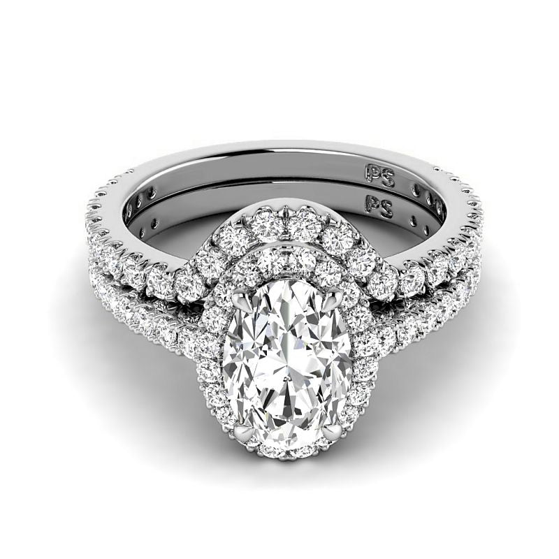 1.30-3.80 CT Round & Oval Cut Lab Grown Diamonds - Bridal Set - Primestyle.com