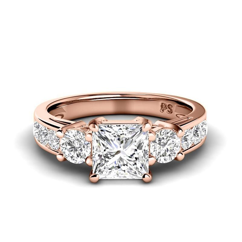 1.30-3.80 CT Round & Princess Cut Lab Grown Diamonds - Engagement Ring