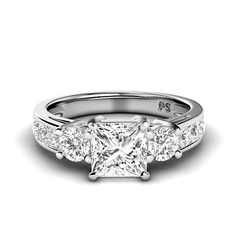 1.30-3.80 CT Round & Princess Cut Lab Grown Diamonds - Engagement Ring - Primestyle.com