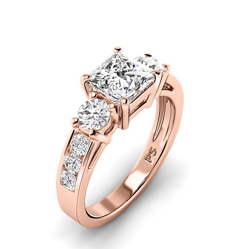 1.30-3.80 CT Round & Princess Cut Lab Grown Diamonds - Engagement Ring - Primestyle.com