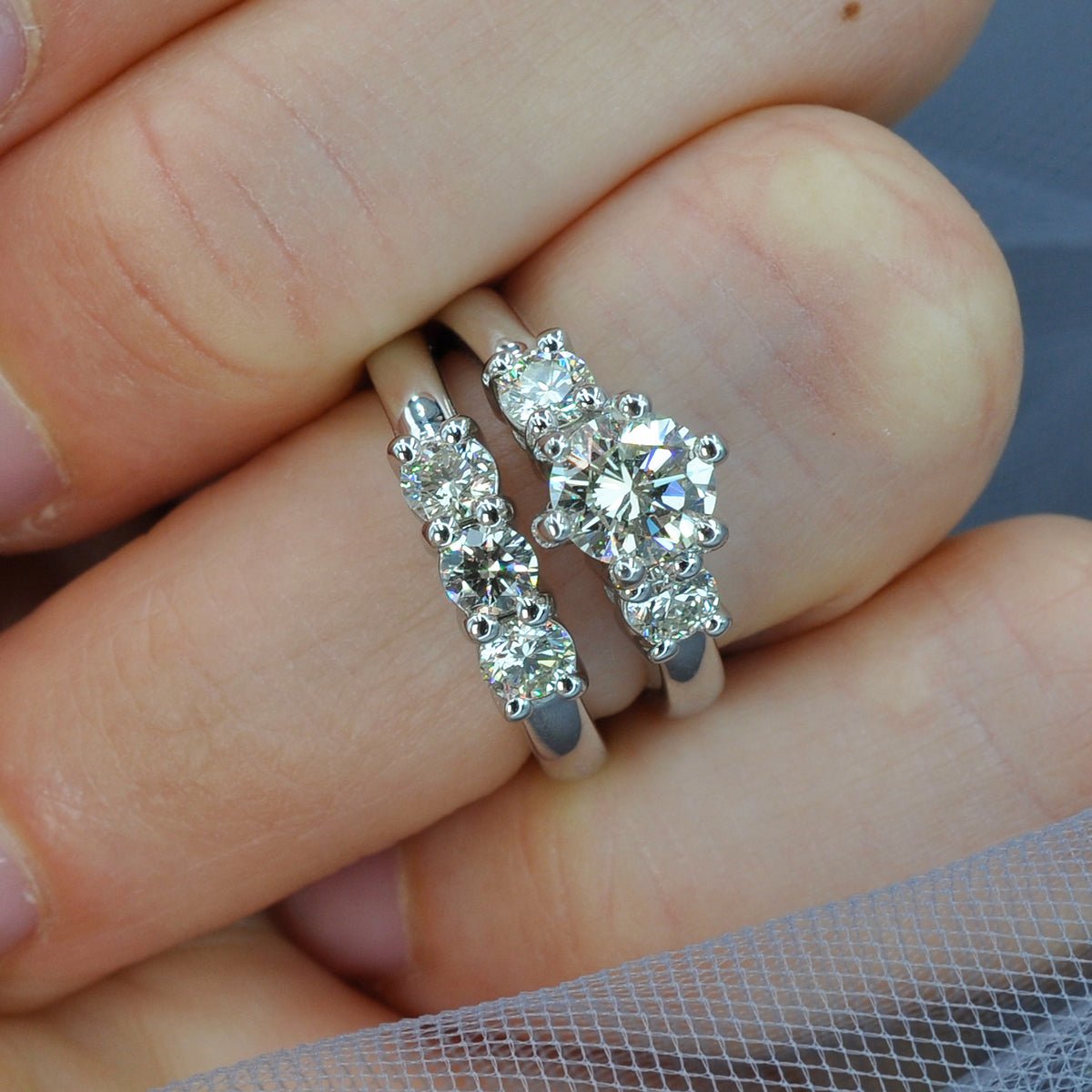 1.35-2.50 CT Round Cut Natural Diamonds - Bridal Set