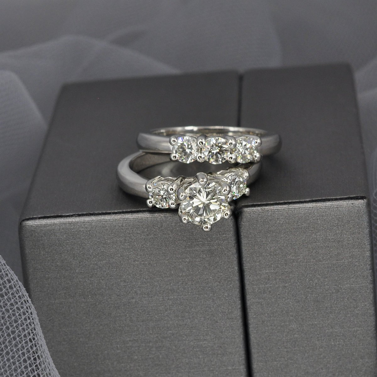 1.35-2.50 CT Round Cut Diamonds - Bridal Set - Primestyle.com