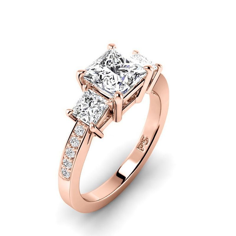 1.35-3.85 CT Princess & Round Cut Lab Grown Diamonds - Engagement Ring - Primestyle.com