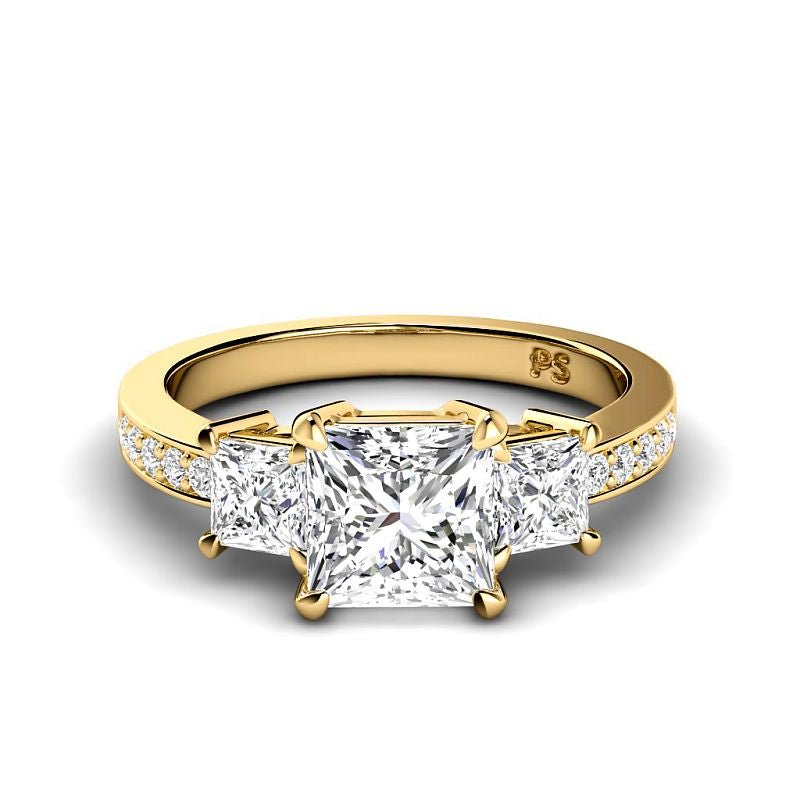 1.35-3.85 CT Princess & Round Cut Lab Grown Diamonds - Engagement Ring - Primestyle.com
