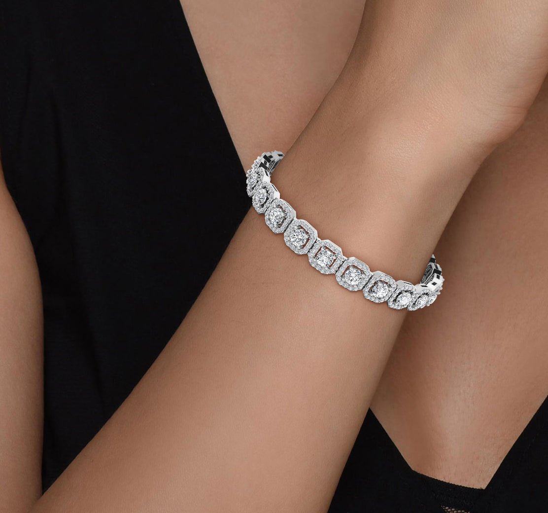 13.50-13.50 CT Round Cut Diamonds - Diamond Bracelet - Primestyle.com