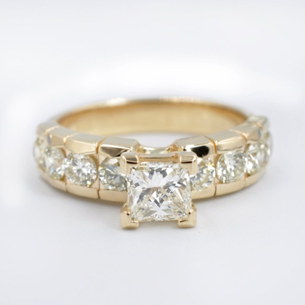 1.40 - 2.55 CT Princess & Round Cut Natural Diamonds - Engagement Ring - Primestyle.com