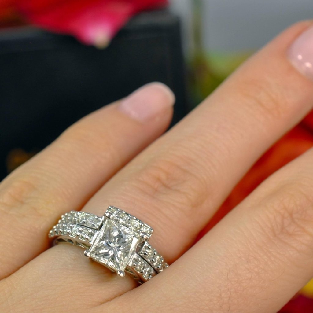 1.45 - 2.60 CT Princess & Round Cut Natural Diamonds - Bridal Set - Primestyle.com