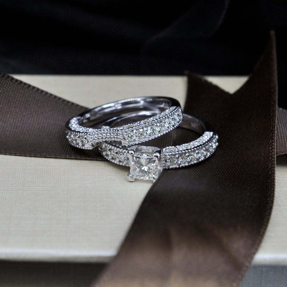 1.45-2.60 CT Round & Princess Cut Diamonds - Bridal Set - Primestyle.com