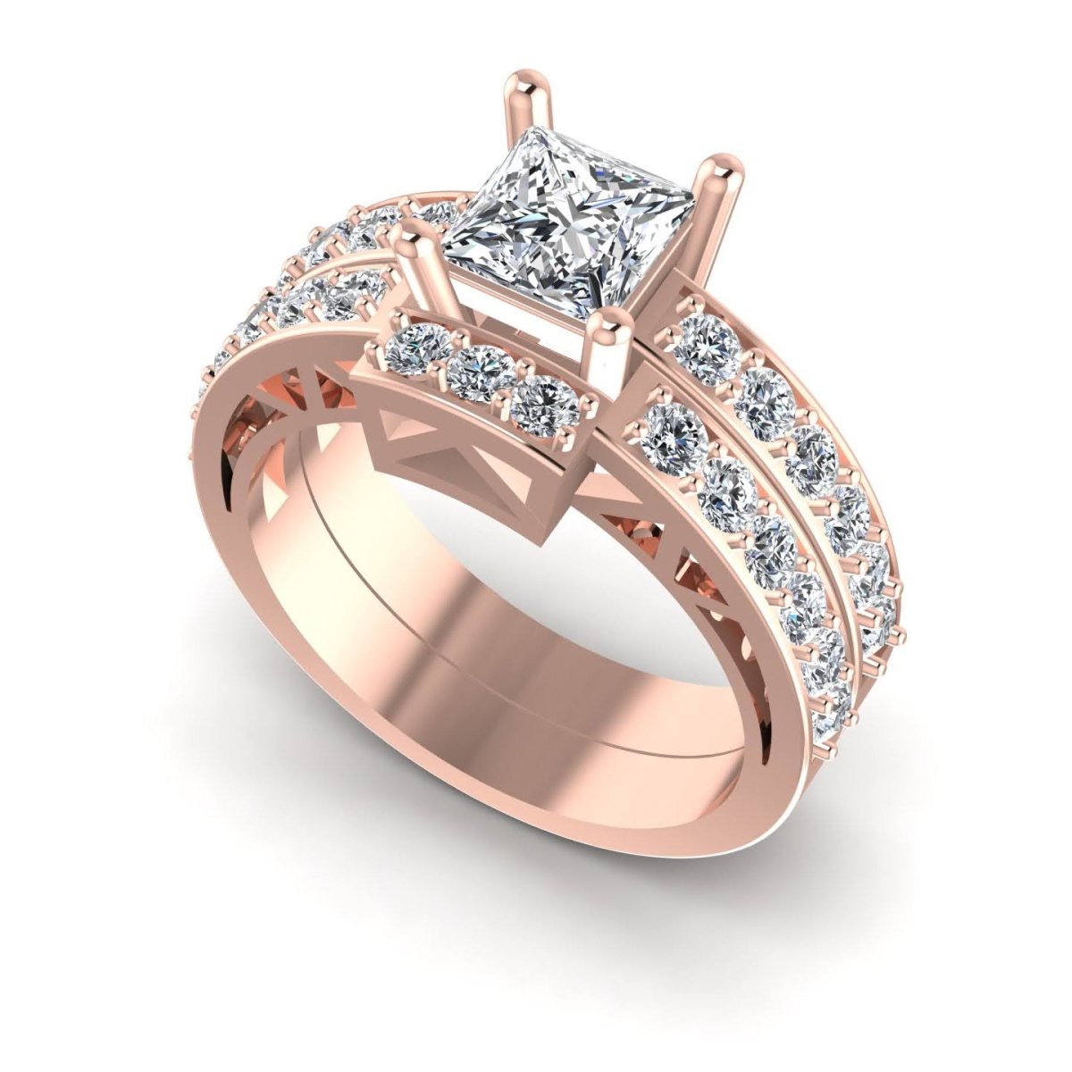 1.45-2.60 CT Round & Princess Cut Diamonds - Bridal Set - Primestyle.com