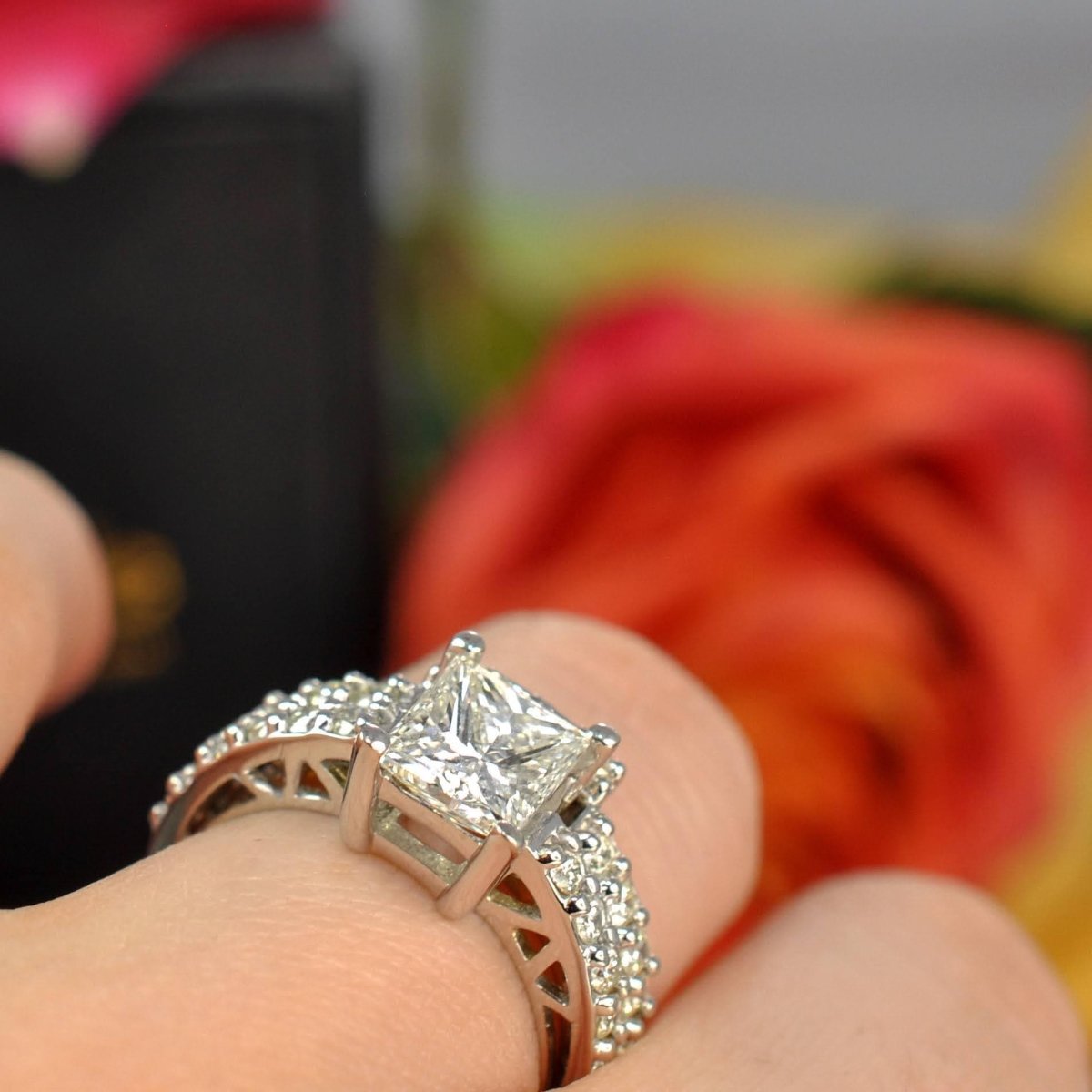 1.45-2.60 CT Princess & Round Cut Natural Diamonds - Bridal Set