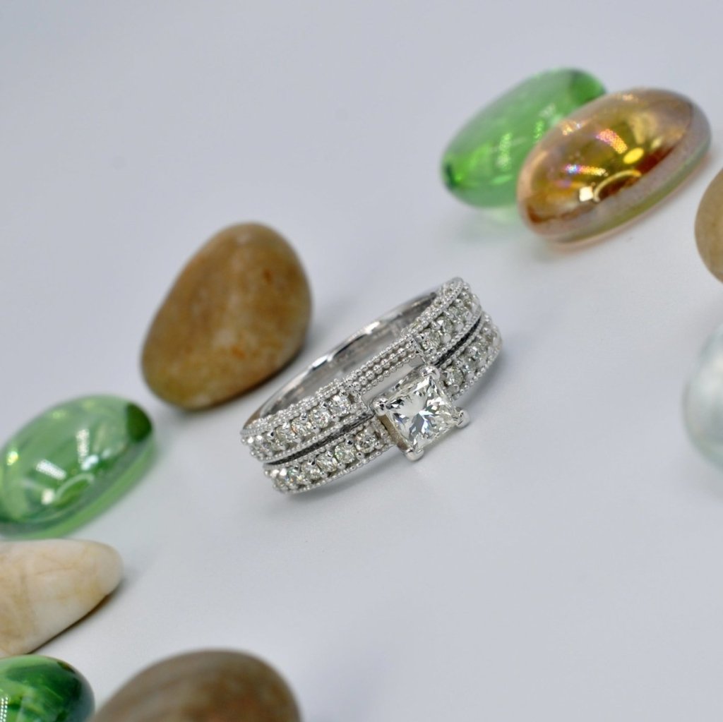 1.45 - 2.60 CT Princess & Round Cut Natural Diamonds - Bridal Set - Primestyle.com