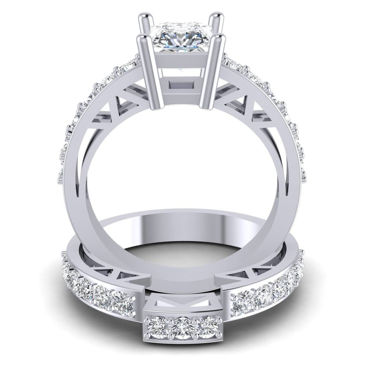 1.45-2.60 CT Round & Princess Cut Diamonds - Bridal Set - Primestyle.com