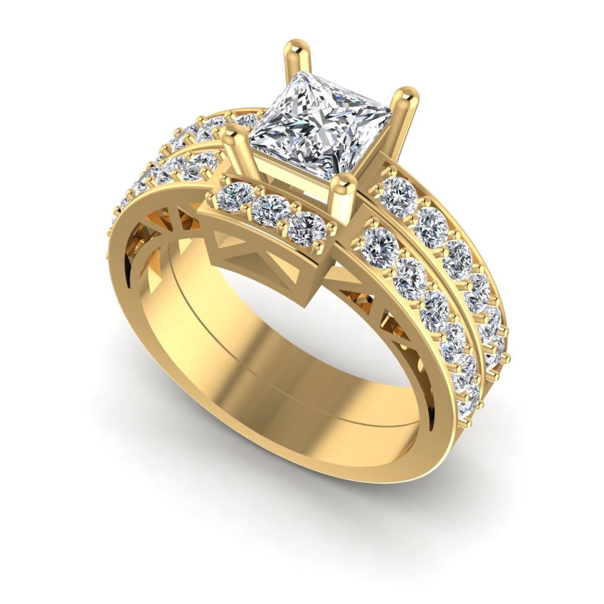 1.45-2.60 CT Round & Princess Cut Diamonds - Bridal Set - Primestyle.com