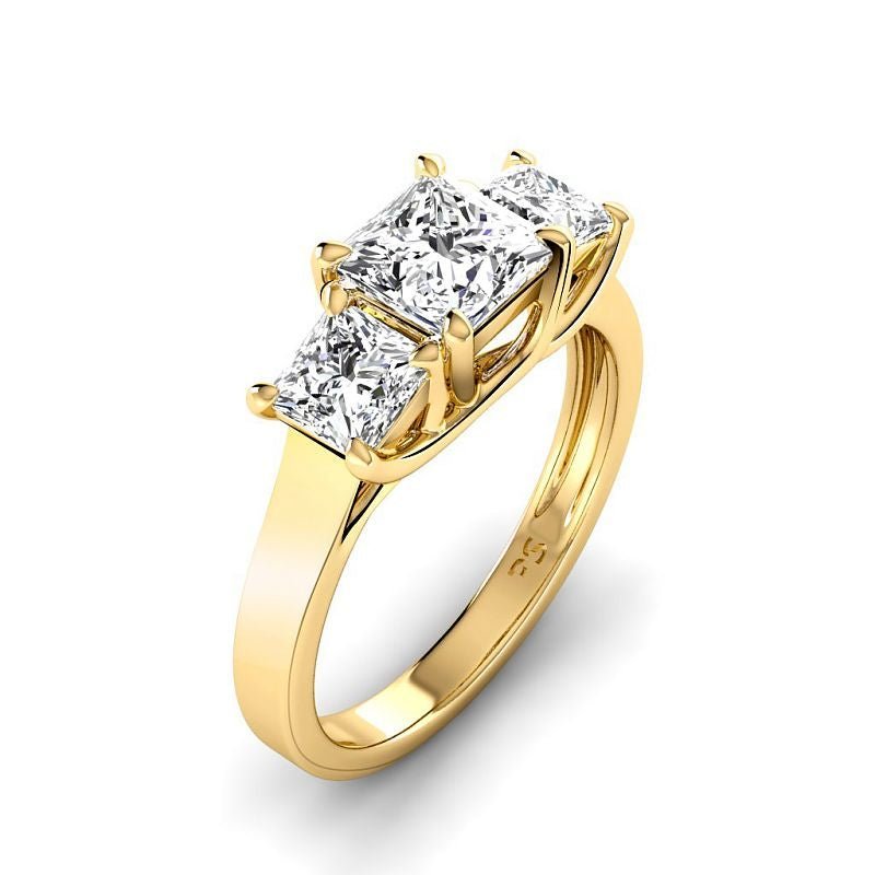 1.50 - 4.00 CT Princess Cut Lab Grown Diamonds - Three Stone Ring - Primestyle.com