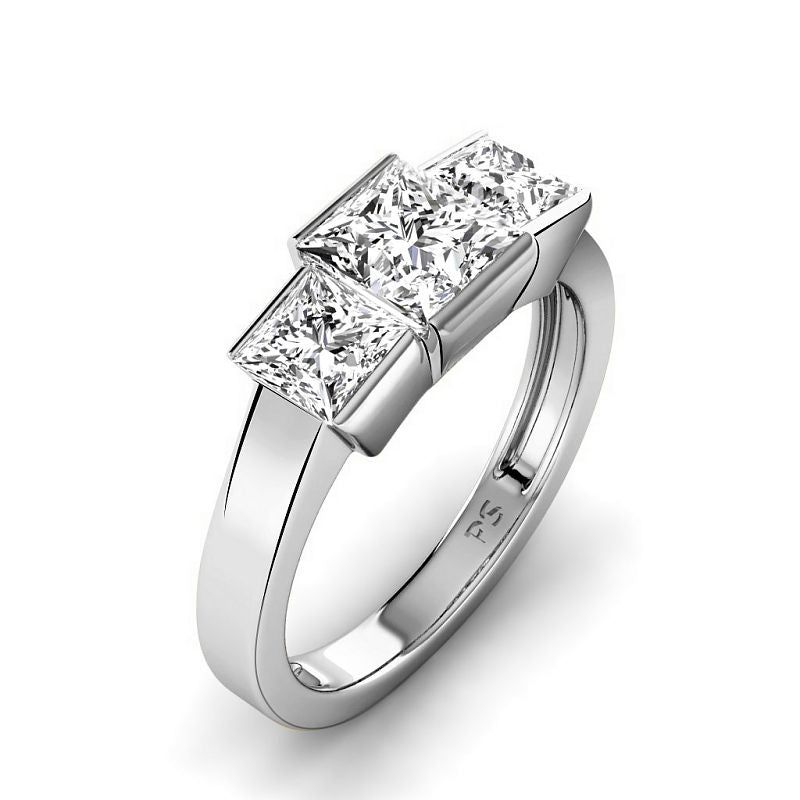 1.50-4.00 CT Princess Cut Lab Grown Diamonds - Three Stone Ring - Primestyle.com