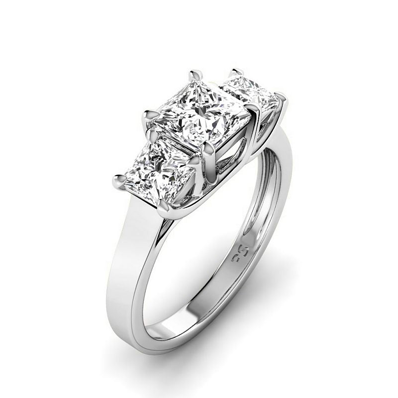 1.50-4.00 CT Princess Cut Lab Grown Diamonds - Three Stone Ring