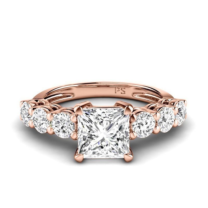 1.50-7.00 CT Princess & Round Cut Lab Grown Diamonds - Engagement Ring