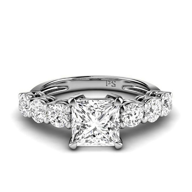 1.50-7.00 CT Princess & Round Cut Lab Grown Diamonds - Engagement Ring