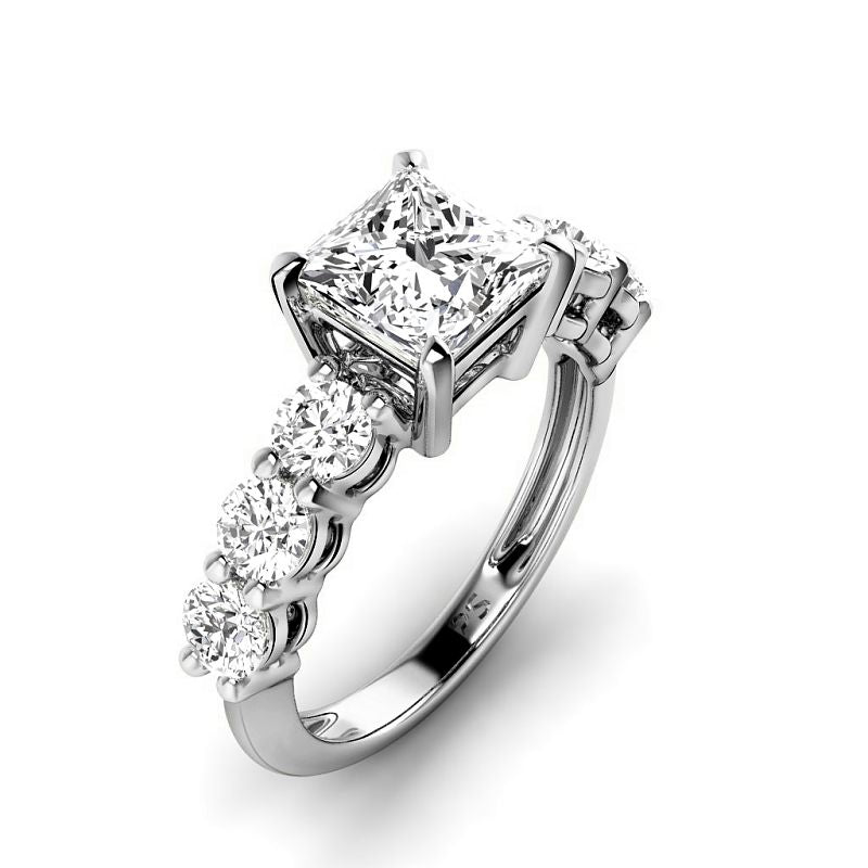 1.50-7.00 CT Princess & Round Cut Lab Grown Diamonds - Engagement Ring