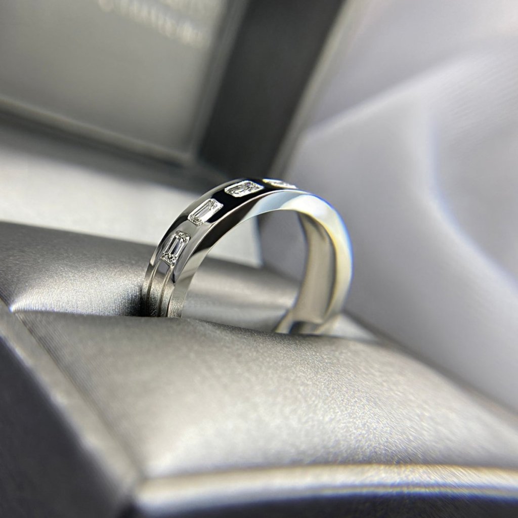 1.50 CT Emerald Cut Natural Diamonds - Mens Wedding Bands