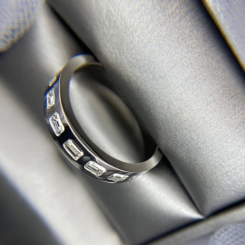 1.50 CT Emerald Cut Natural Diamonds - Mens Wedding Bands