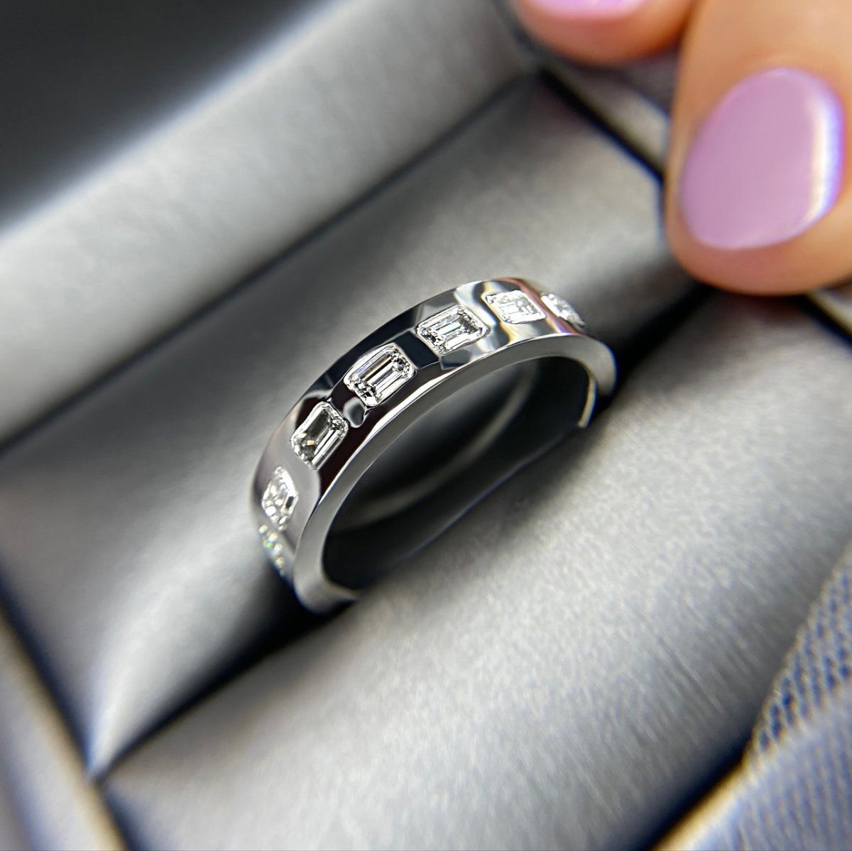 1.50 CT Emerald Cut Diamonds - Mens Wedding Band - Primestyle.com