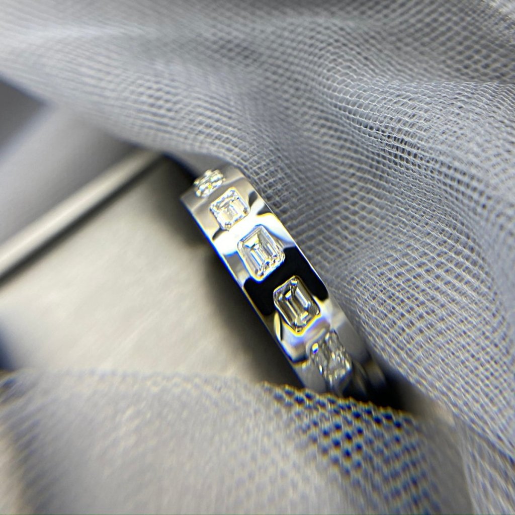 1.50 CT Emerald Cut Natural Diamonds - Mens Wedding Bands