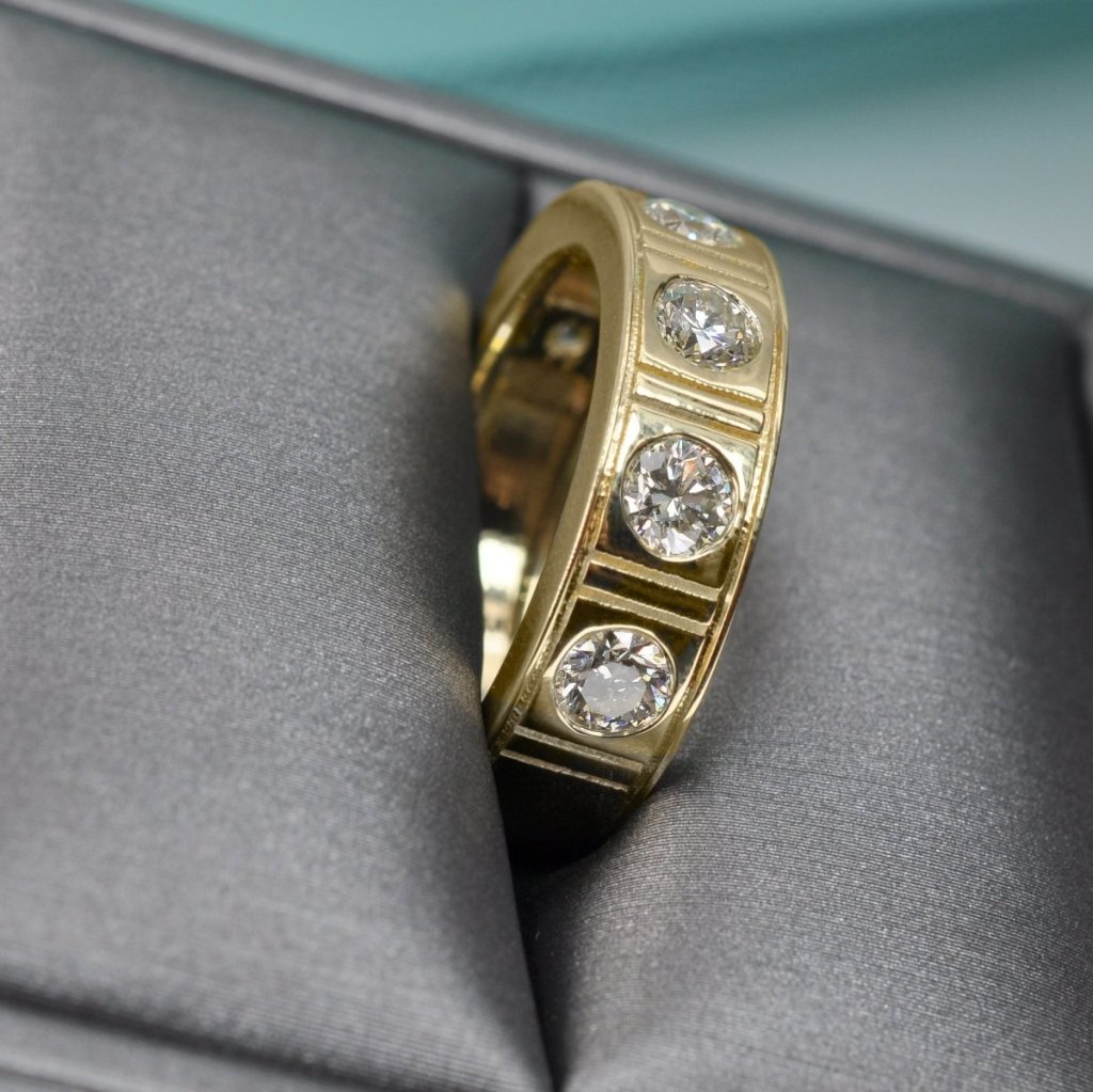 1.50 CT Round Cut Natural Diamonds - Mens Wedding Bands - Primestyle.com