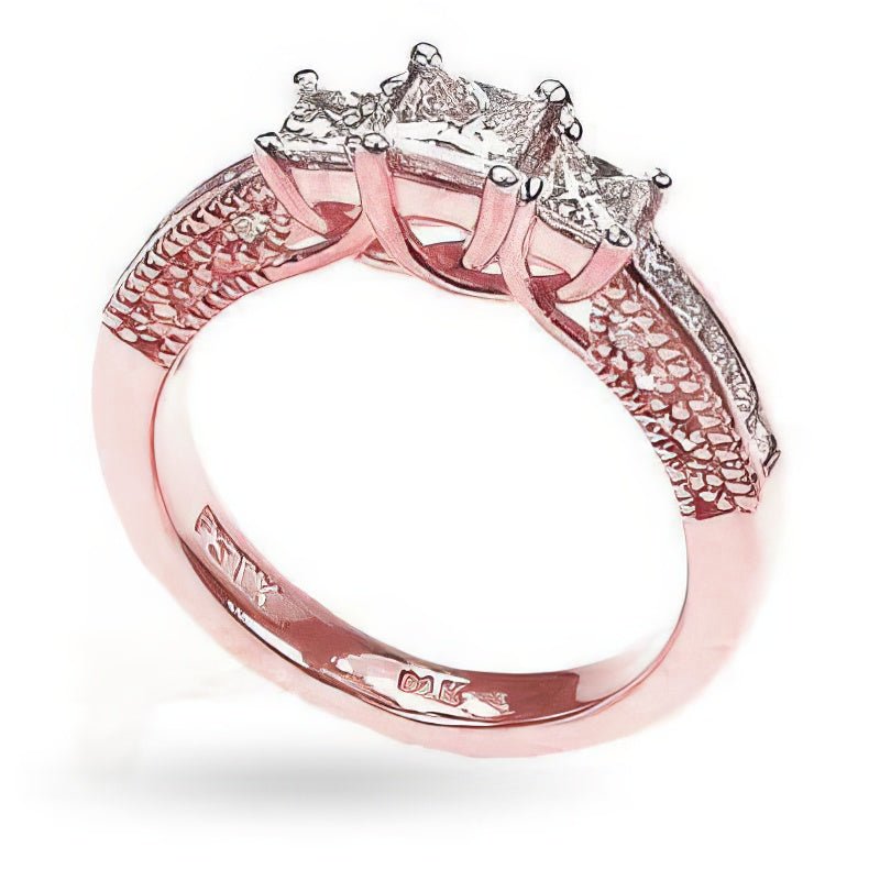 1.50 CT Princess & Round Cut Natural Diamonds - Three Stone Rings