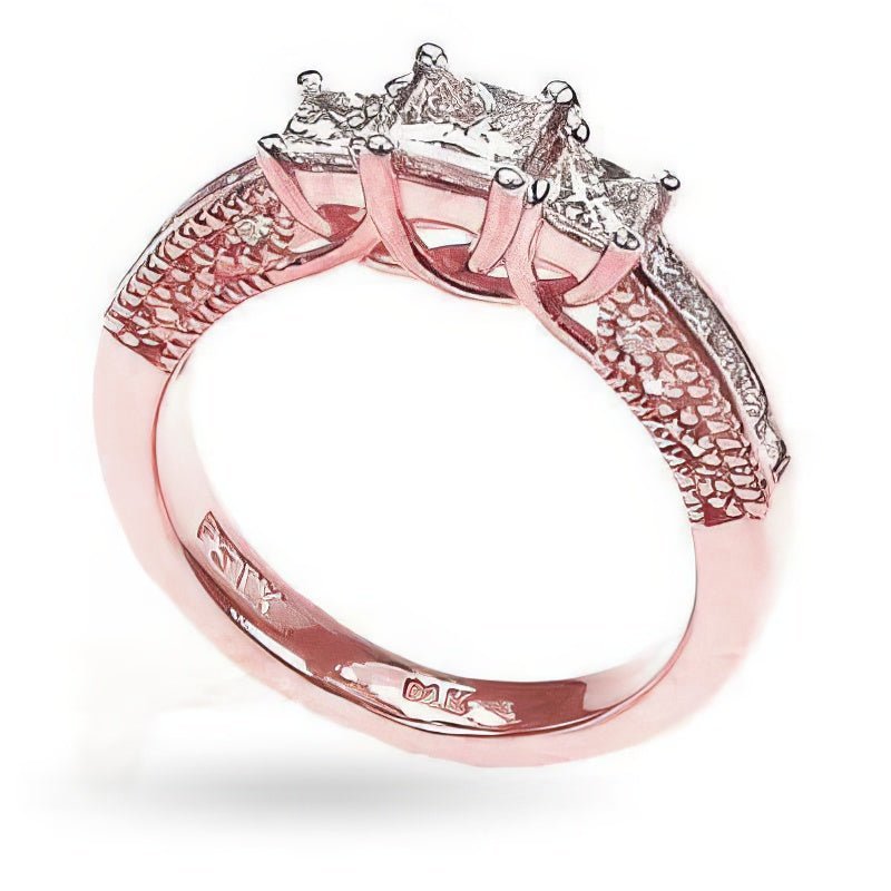 1.50 CT Princess & Round Cut Natural Diamonds - Three Stone Rings